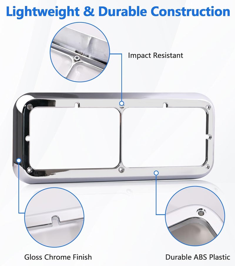 YUWUTF Headlight Bezel Compatible with Kenworth T400 T600 T800 W900 K100 C500 Peterbilt 378 379 Western Star 4900 Freightliner FLD Classic XL Driver and Passenger Side - Image 4